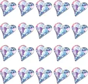 sourcing map 20 Pcs 3D Heart AB Blue Purple Nail Rhinestones 12x13mm K9 Glass Crystal Rhinestones Pointed Back Crooked Heart Gems for Nail Charm Art DIY Craft