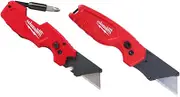 Milwaukee FASTBACK Compact Knife, and 6-in-1 Folding Utility Knives, w/Blade (knife 2pack) Red-black