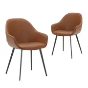 Simplife Set of 2 Fido Tan Faux Leather Dining Chairs