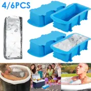4/6Pcs Extra Large Ice Mold Silicone Ice Cube Block Mold with Non-Slip spjuA