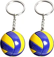 NOLITOY 2pcs Chic Ball Designed Keychain Durable Key Ring Pendant for Keys Bags Unique Commemorative Accessory with Textured Finish Volleyball Design