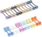 [Prjndjw] 6mm Ball Tongue Rings Nipple Piercing Jewlery Surgical Steel Glow in The Dark 16mm 14G Tongue Piercing Jewelry for Women Men Tongue Nipple Jewelry 14 Gauge Nipple Barbell