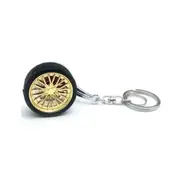 2PCS Wheel Rims BBS Tire Wheel Metal Keychain Car Wheel Keychain Key Ring gold_10cm*3.5cm