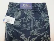 RALPH LAUREN Size L Men's Shorts Navy PALM TREE Print Elastic Waist NEW $98