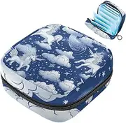Period Bag,Sanitary Napkin Storage Bag,Cloud Unicorn Hand Drawn Lines,Tampon Holder for Purse
