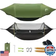 Rivenlo Camping Hammock Tent with Mosquito Net and RainFly, 3 in 1 Waterproof