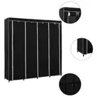 Wardrobe with 4 Compartments Storage Cabinet Organiser Shelf Black vidaXL