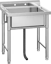 [YITAHOME] Kitchen Sink, Commercial Restaurant Sink Portable Floorstanding Catering Sink Stainless Steel Outdoor Single Bowl Station Utility Sink for Hotel Home Bar Laundry Room Basement Garage