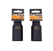 2 Pcs 1/2" Dr. Air Impact Socket Deep 6 Points CR-MO Metric 30mm 18091230