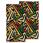 2 Pack Hand Bath Towel,Fingertip Towel Bathtub Decorative African Geometric