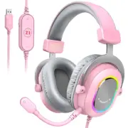 RGB Gaming Headset with 7.1 Surround Sound/3-Eq/Mic,Over-Ear Headphone with In-L