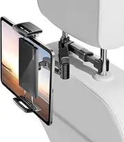 Car Headrest Tablet Mount Holder - Tryone Stretchable Backseat Tablets Stand for Kids Compatible with iPad Air Mini/Cell Phone/Galaxy Tab/Kindle Fire Hd/Switch Lite or Other 4.7-11" Device
