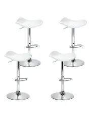 [Artiss] Leather 4x Bar Stools Swivel Kitchen Chair in White