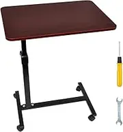 ALSTON Portable Mobile Height Adjustable Overbed Bedside Table Over Sofa Bed Side Table with 4 Lockable Swivel Rolling Wheels Laptop Computer Desk