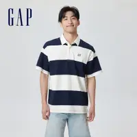 在飛比找蝦皮商城優惠-Gap 男裝 Logo純棉條紋短袖POLO衫-藍白條紋(81