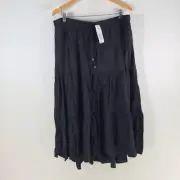 NEW Target skirt womens 18 black flare midi linen blend peasant stretch 111642