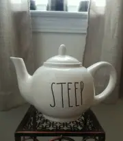 RAE DUNN HOMELINE "STEEP" Teapot Magenta LL Large Letters Farmhouse NEW RARE HTF