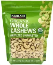 Kirkland Signature Organic Cashews Unsalted Unroasted Cashew Bag 1.13kg