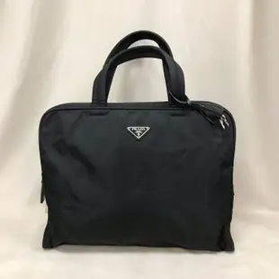 Prada 黑色尼龍手提包公事包鎖頭包 B8493