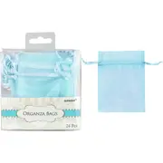 Light Blue Organza Drawstring Bags (Pack of 24)