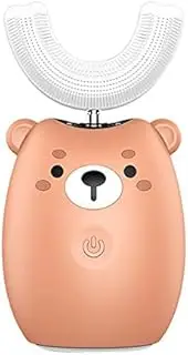 Kids Electric Toothbrushes, U-Shaped Ultrasonic Toddler Automatic Toothbrush ; Cute Modeling Design for Child 2-14 Years Old brown-A/2-6 years
