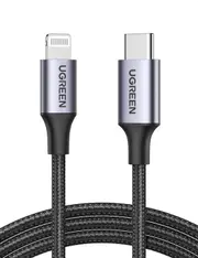 UGREEN USB C to Lightning Cable 1M, Apple MFi Certified Nylon Braided Cord, Fast Power Delivery iPhone Charger, Aluminium case, for iPhone 14 Pro Max/13/12, iPad Pro/Air/Mini, AirPods, Grey