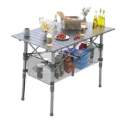 Portable Camping Table with Adjustable Legs, Lightweight Aluminum Roll-up