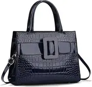[NICOLE & DORIS] Stylish Handbags for Women Elegant Top Handle Bag Patent Leather Ladies Work Bag Shoulder Bags Crossbody Bag Multi Pocket Handbag with Clasp