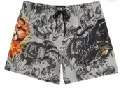 Ed Hardy SKULL PANTHER MENS MESH SHORTS Size XL
