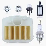 Haishine Air Fuel Filter Primer Bulb Bar Nuts Spark Plug Kit for Husqvarna 340 345 346 XP 350 351 353 Chainsaw Replace Parts [#537024003]