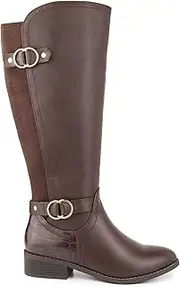 [Karen Scott] Womens Leandraa Faux Leather Knee-High Boots Brown 9 Medium (B,M)