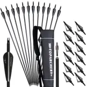 Archery Hunting 30" Carbon Arrows SPINE500 100grain Broadheads Arrows Quiver