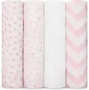 Comfy Cubs Muslin Swaddle Blankets Neutral Receiving Blanket Swaddling, Wrap for Boys and Girls, Baby Essentials, Registry & Gift (Pink)