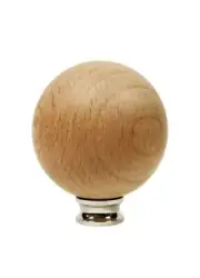 Lamp Finial-SOLID BEECH WOOD BALL-LARGE-W/Dual Thread Base-Chrome