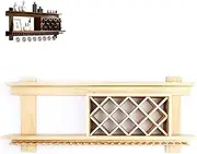 Wall Mounted Wine Rack with Hanging Wine Glass Holder Mini Bar Liquor Cabinet for Bottle Display and Storage Bar Shelves for Kitchen Wine Glass Storage Shelf