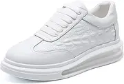 [QEEFXLQI] Leather Shoes for Men Genuine Leather Men's Casual Shoes Spring and Autumn Breathable lace-up Shoes Men's Shoes(White,41)