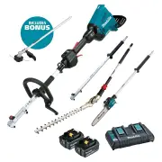 Makita DUX60PSHPT2-B - 36V (18Vx2) Brushless Multi-Function Powerhead Kit (2 x 5.0Ah) + Extension Pole + Pole Saw + Hedge Trimmer +Bonus Line Trimmer Attachment