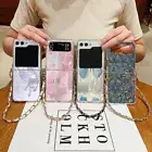 For Samsung Galaxy Z Flip6 Flip5 Flip4 Hand Chain Shockproof Soft Case Cover