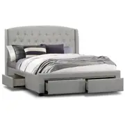 Kingston King Upholstered Storage Bed - Stone