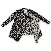 UGG Women Ivory Black Animal Print Phoebe Leopard Print Wrap Cardigan Size S NWT