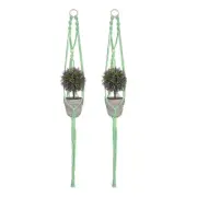 2-Pack Macrame Plant Hanger 39" Basket Holder with 1 Net for Indoor Plants Green