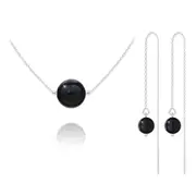 Silver Gemstones Onyx Pendant Necklace Jewelry Set