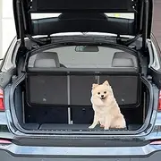 GLIDESMOOTH Dog Car Net Barrier, Escape-Proof, Car Divider for 2nd 3rd Row Seats Cargo Area, with See Through Net Mesh for Small Trucks SUV Vehicle, Black