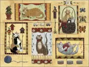 Ceramic Tile Mural Backsplash Jensen Cats Kittens Lodge Art DJ014