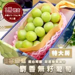 【WANG 蔬果】日本麝香無籽葡萄1房X2盒(淨重670-750G/串_禮盒/特大串)