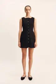 EMMA BUTTON DOWN DRESS - BLACK