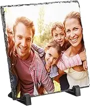 uxcell Sublimation Slate Blanks, Square Stone Sublimation Photo Frame Heat Press Sublimation Plaque for Making Memorial for A Friend, Mothers Day, Dog, Personalized Gift, White, 8"