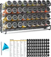 Spice Rack Organizer with 36 Spice Jars, 386 Spice Labels, Chalk Marker and Funn