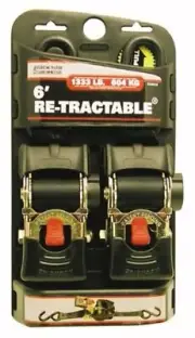ERICKSON RETRACTABLE RATCHETING TIE DOWN STRAPS - 2" X 6FT, Manufacturer: ERI...