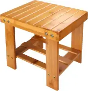 Small Bamboo Step Stool for Kids, 10 inch High Multi-Functional Wooden Stool ...
